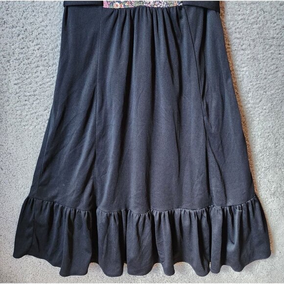 Vtg 70's Unbranded Women's Cap Sleeve Collared Ruffle Hem Dress Cottagecore Sz 7 - Picture 6 of 16